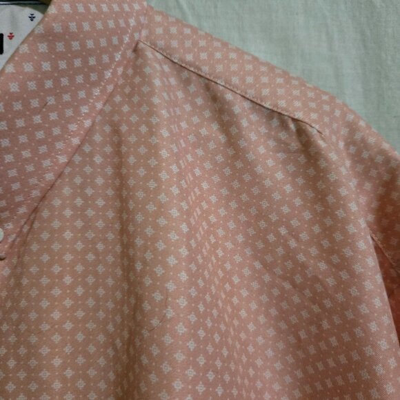 Interaffair shirt mens 4XL pink w/ white diamond short-sleeve button-down NWT - Picture 5 of 9